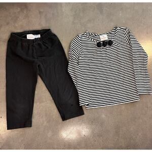 Hanna Andersson black white cotton longsleeve shirt pants outfit set girl size 6